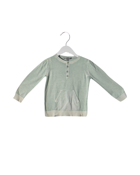 A Green Buttoned Sweatshirts from Bonpoint in size 4T for boy. (Front View)