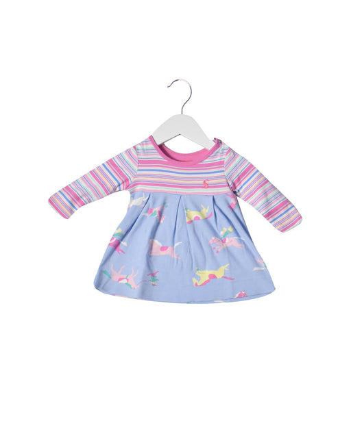 A Blue Long Sleeve Dresses from Joules in size 0-3M for girl. (Front View)