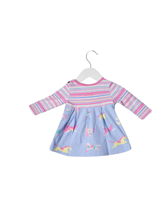 A Blue Long Sleeve Dresses from Joules in size 0-3M for girl. (Back View)