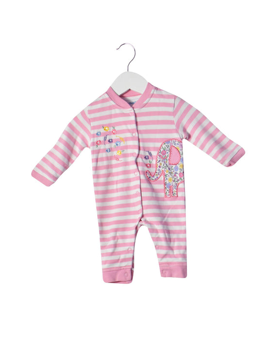 A Pink Long Sleeve Jumpsuits from Jojo Maman Bébé in size 0-3M for girl. (Front View)