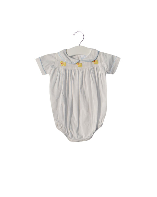 A White Short Sleeve Bodysuits from Little English in size 0-3M for girl. (Front View)
