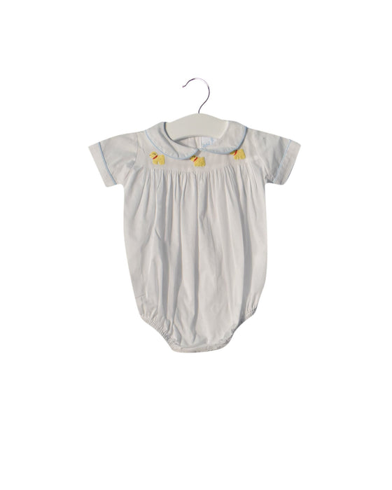 A White Short Sleeve Bodysuits from Little English in size 0-3M for girl. (Front View)