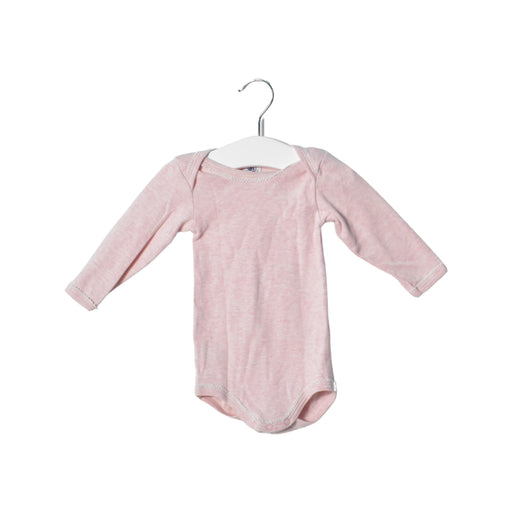 A Pink Long Sleeve Bodysuits from Petit Bateau in size 3-6M for girl. (Front View)