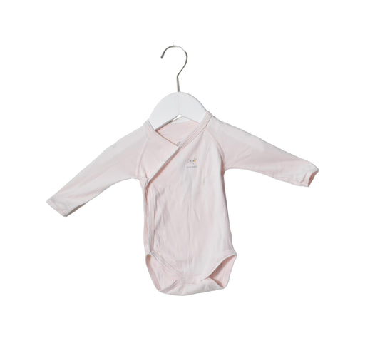A Pink Long Sleeve Bodysuits from Petit Bateau in size 3-6M for girl. (Front View)