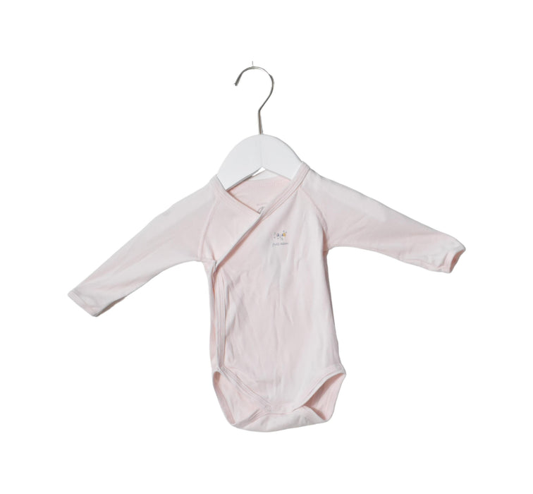 A Pink Long Sleeve Bodysuits from Petit Bateau in size 3-6M for girl. (Front View)