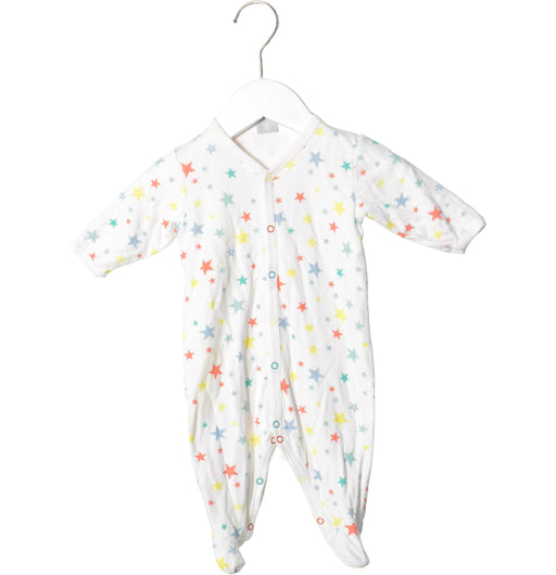 A Blue Long Sleeve Jumpsuits from Petit Bateau in size 0-3M for girl. (Front View)