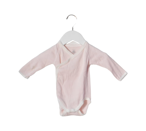 A Pink Long Sleeve Bodysuits from Petit Bateau in size 3-6M for girl. (Front View)