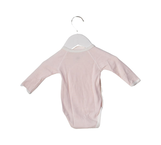 A Pink Long Sleeve Bodysuits from Petit Bateau in size 3-6M for girl. (Front View)
