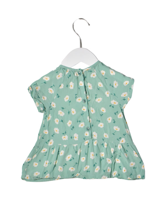 A Green Short Sleeve Dresses from Amelia in size 12-18M for girl. (Back View)