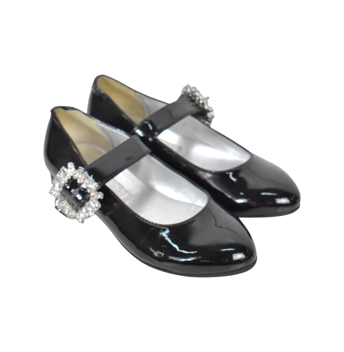 A Black Flats from Simonetta in size 5T for girl. (Back View)