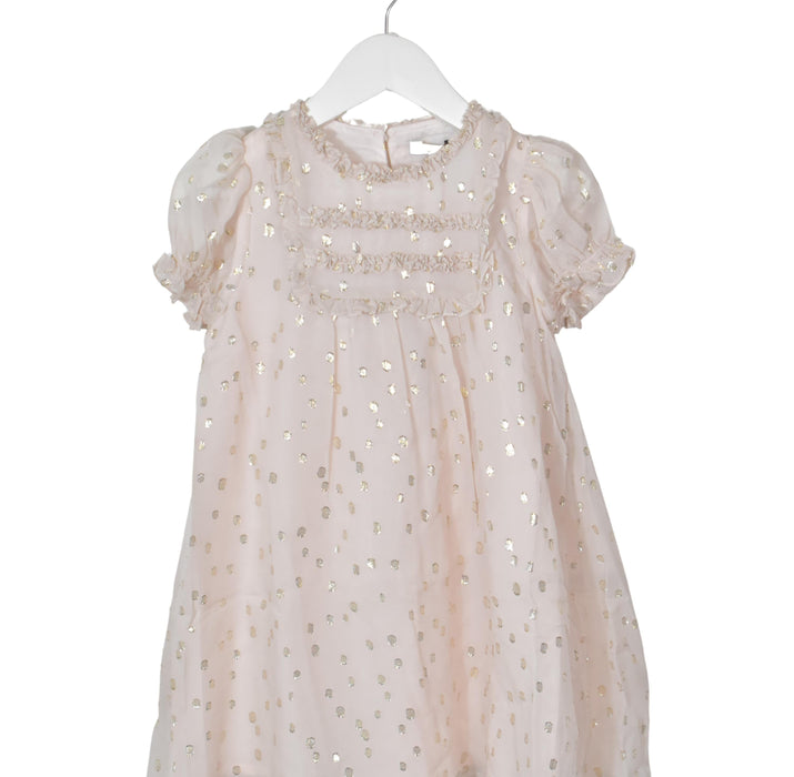 A Pink Short Sleeve Dresses from Velveteen in size 4T for girl. (Back View)