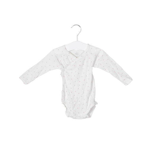 A Pink Long Sleeve Bodysuits from Petit Bateau in size 0-3M for girl. (Front View)