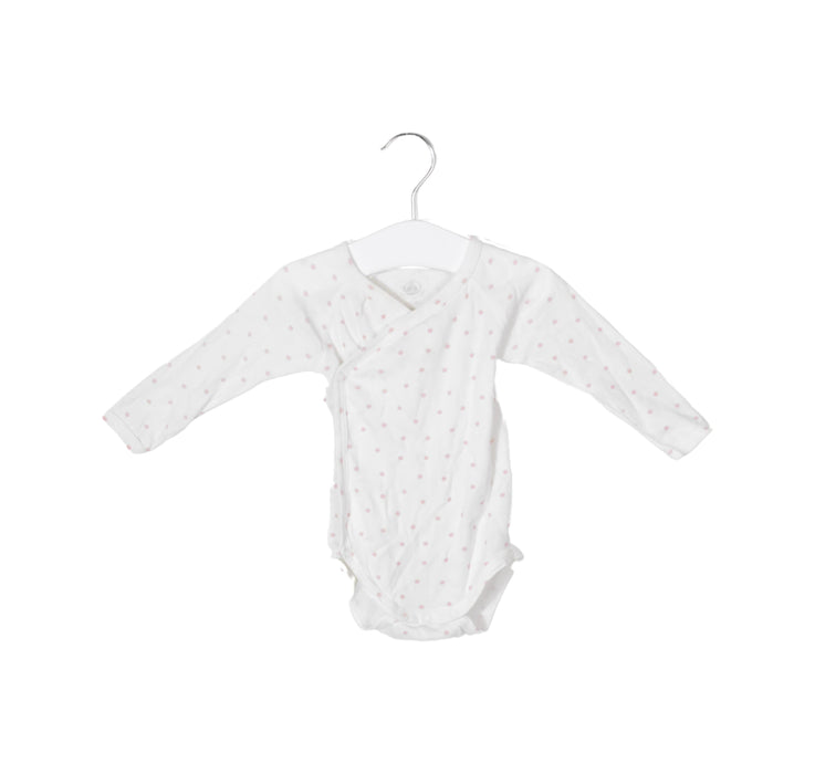 A Pink Long Sleeve Bodysuits from Petit Bateau in size 0-3M for girl. (Front View)