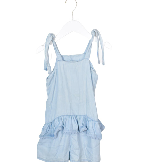 A Blue Sleeveless Rompers from Seed in size 4T for girl. (Front View)