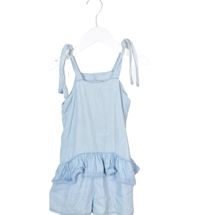 A Blue Sleeveless Rompers from Seed in size 4T for girl. (Front View)