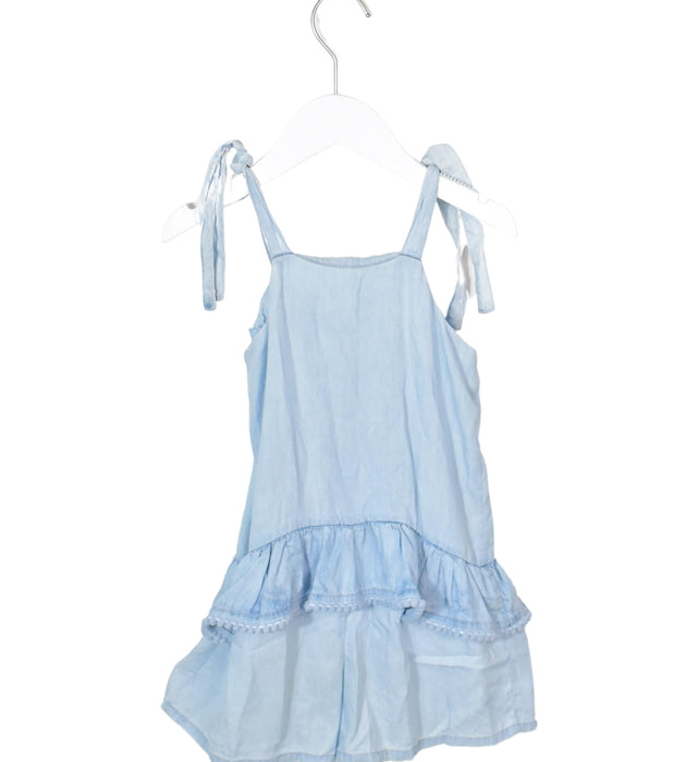 A Blue Sleeveless Rompers from Seed in size 4T for girl. (Back View)