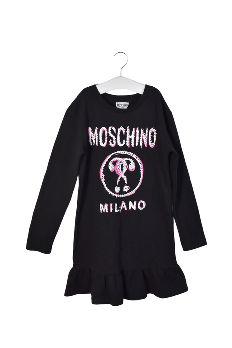 A Black Long Sleeve Dresses from Moschino in size 10Y for girl. (Back View)