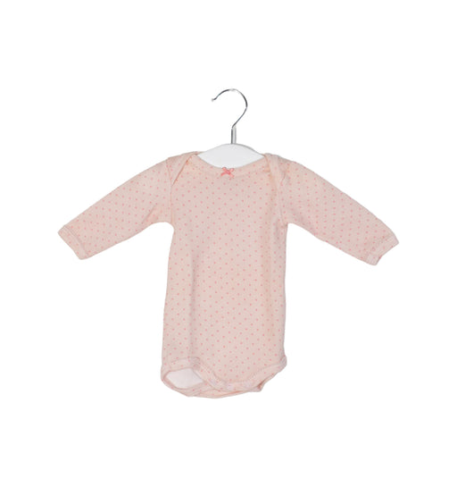 A Pink Long Sleeve Bodysuits from Petit Bateau in size 0-3M for girl. (Front View)