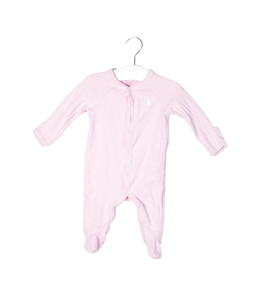 A Pink Long Sleeve Jumpsuits from Ralph Lauren in size 0-3M for girl. (Front View)