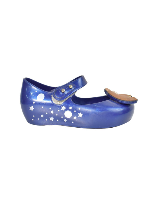 A Blue Flats from Mini Melissa in size 3T for girl. (Front View)