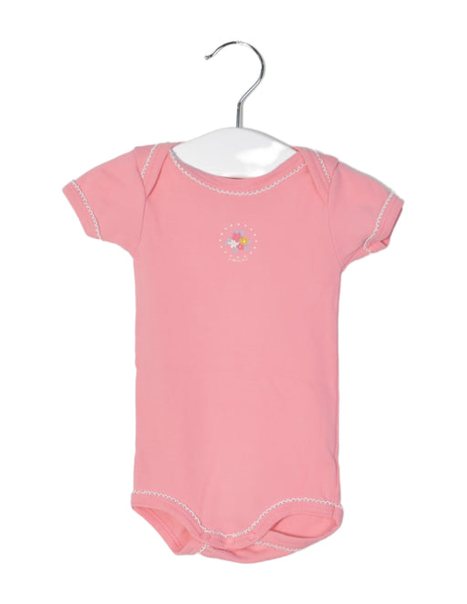 A Pink Short Sleeve Bodysuits from Petit Bateau in size 0-3M for girl. (Front View)