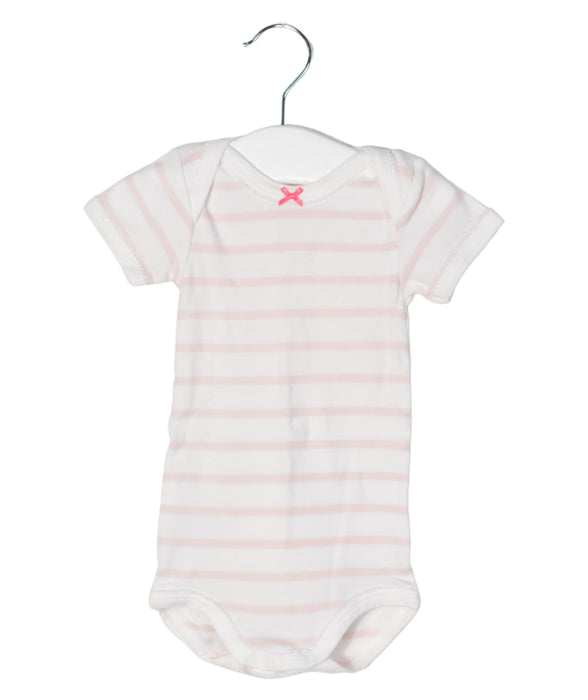A Pink Short Sleeve Bodysuits from Petit Bateau in size 3-6M for girl. (Front View)