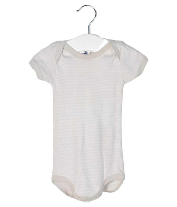 A Grey Short Sleeve Bodysuits from Petit Bateau in size 6-12M for neutral. (Front View)