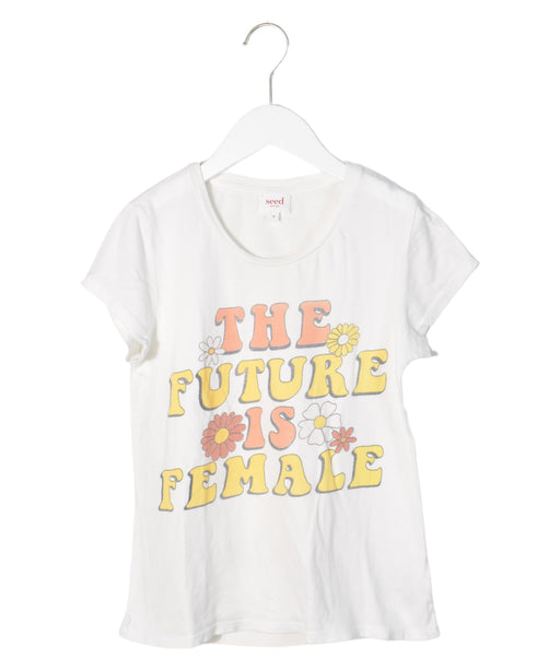 A White Short Sleeve T Shirts from Seed in size 9Y for girl. (Front View)