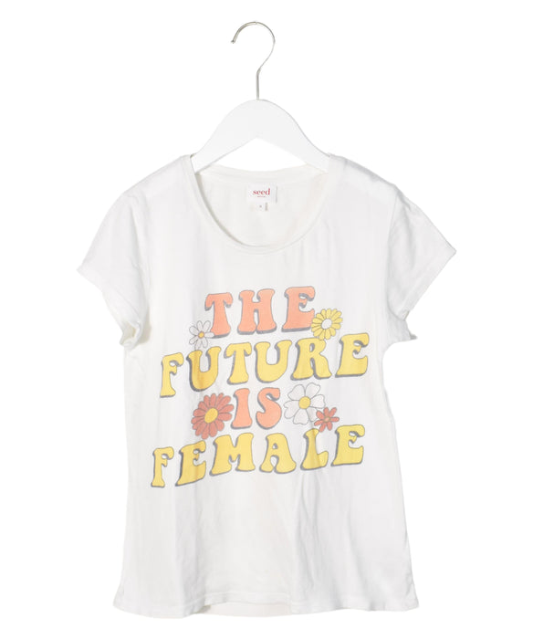 A White Short Sleeve T Shirts from Seed in size 9Y for girl. (Front View)