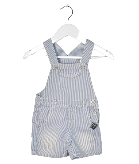 A Blue Overall Shorts from 3Pommes in size 3-6M for neutral. (Back View)