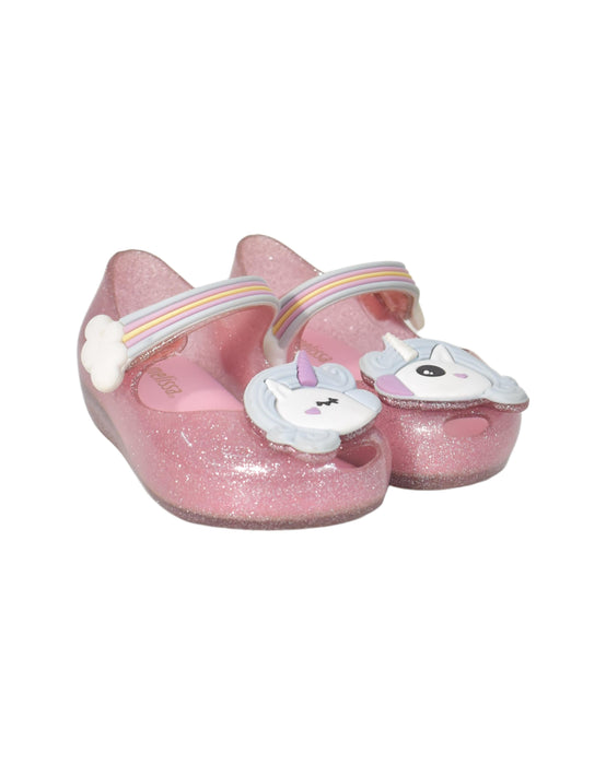 A Pink Flats from Mini Melissa in size 12-18M for girl. (Back View)