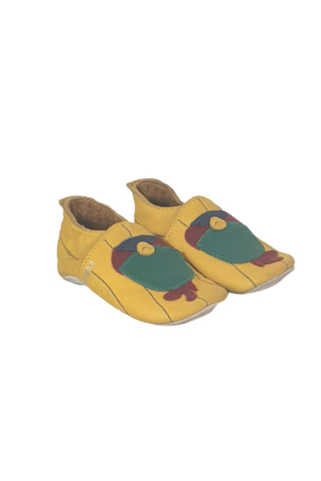 A Yellow Slip Ons from Bobux in size Newborn for neutral. (Back View)