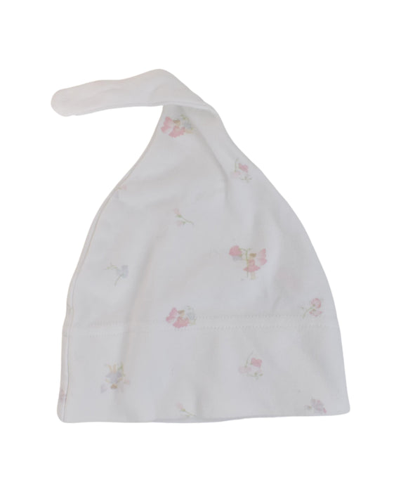 A White Beanies from The Little White Company in size 6-12M for neutral. (Front View)