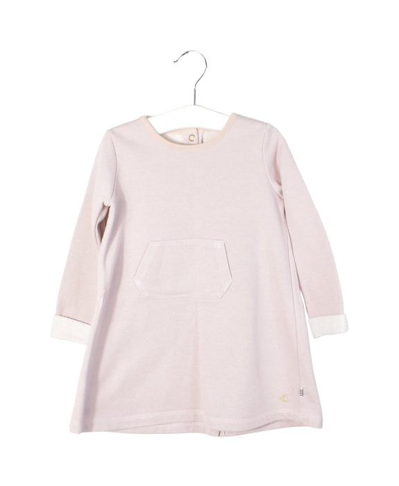 A Pink Long Sleeve Dresses from Petit Bateau in size 18-24M for girl. (Front View)