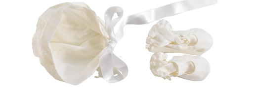 A White Dress Sets from La Chatelaine in size Newborn for girl. (Front View)