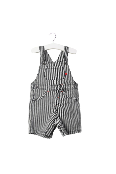 A Blue Overall Shorts from Absorba in size 6-12M for boy. (Front View)