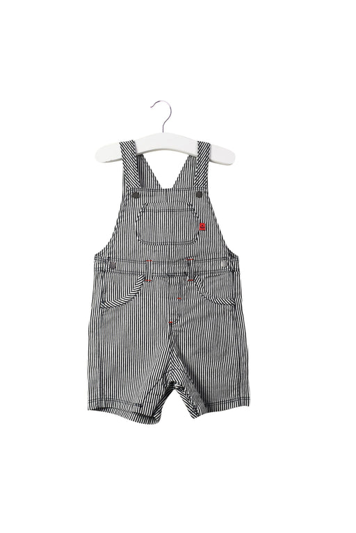 A Blue Overall Shorts from Absorba in size 6-12M for boy. (Front View)