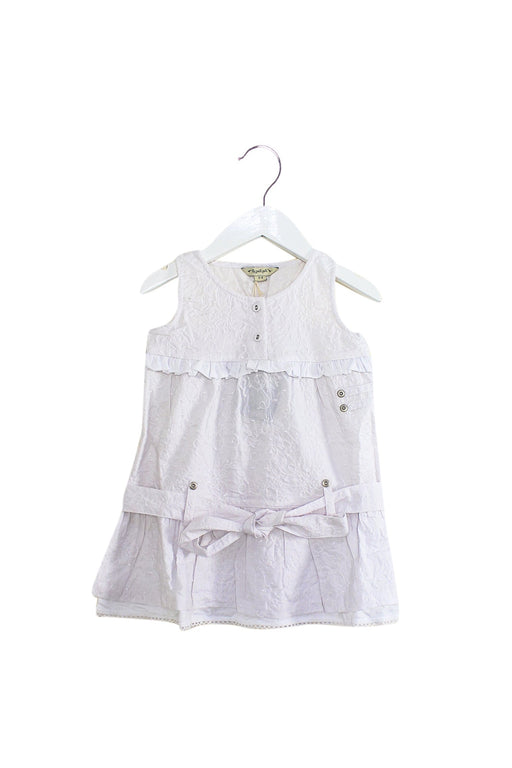 A White Sleeveless Dresses from Le Petit Pois in size 3T for girl. (Front View)