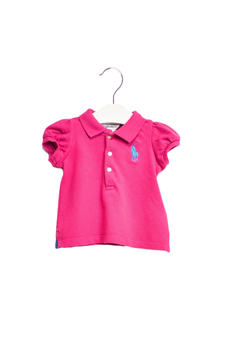 A Pink Short Sleeve Polos from Ralph Lauren in size 3-6M for girl. (Front View)