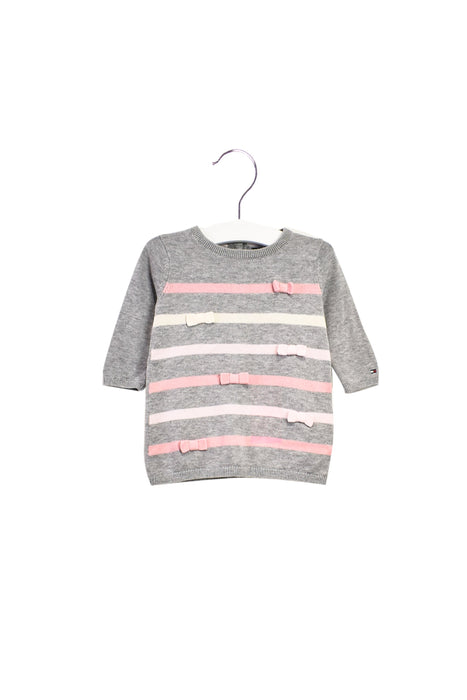 A Grey Long Sleeve Dresses from Tommy Hilfiger in size 0-3M for girl. (Front View)