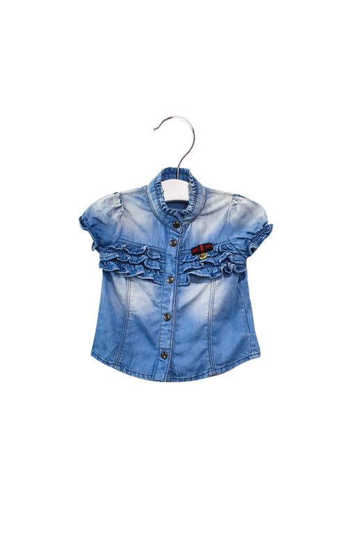 A Blue Long Sleeve Tops from Gucci in size 3-6M for girl. (Front View)