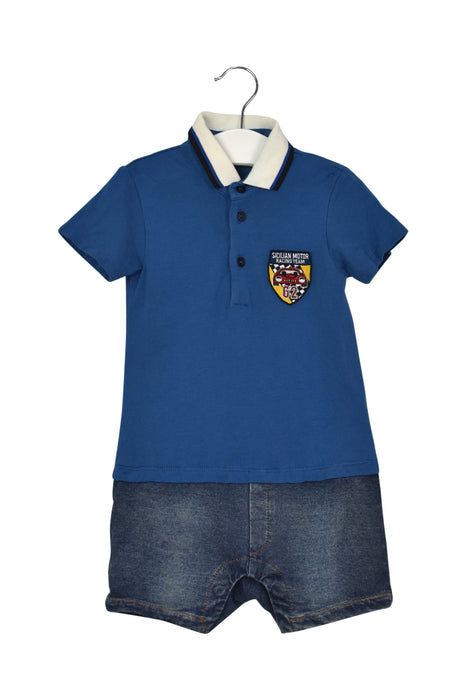 A Blue Short Sleeve Rompers from Dolce & Gabbana in size 12-18M for boy. (Front View)
