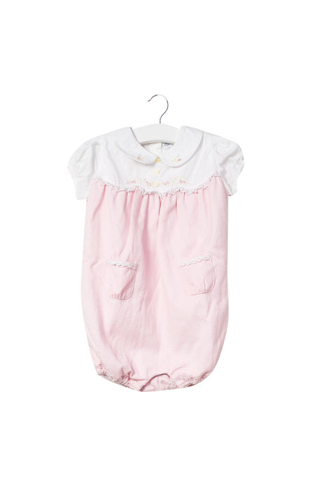 A Pink Short Sleeve Rompers from Ralph Lauren in size 3-6M for girl. (Front View)
