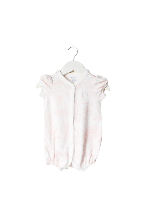 A White Short Sleeve Rompers from Ralph Lauren in size 3-6M for girl. (Front View)