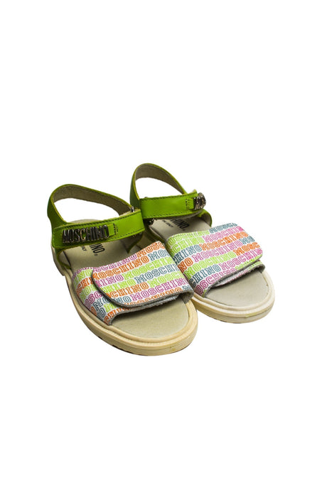 A Green Sandals from Moschino in size 4T for girl. (Back View)