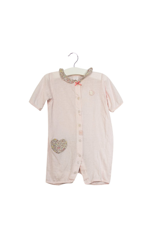 A Pink Short Sleeve Rompers from Tartine et Chocolat in size 3-6M for girl. (Front View)