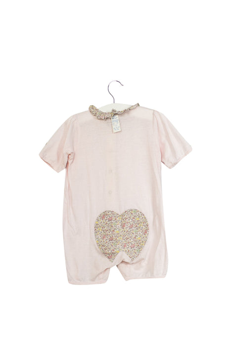 A Pink Short Sleeve Rompers from Tartine et Chocolat in size 3-6M for girl. (Front View)
