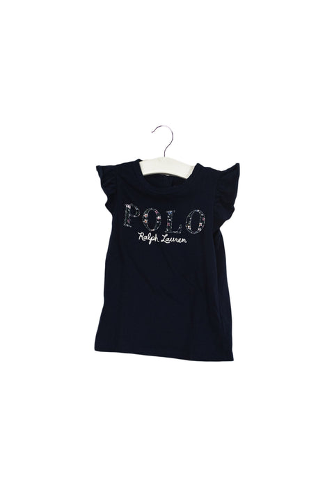 A Navy Short Sleeve Tops from Ralph Lauren in size 6-12M for girl. (Front View)