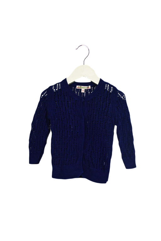 A Blue Cardigans from Bonpoint in size 3T for girl. (Front View)
