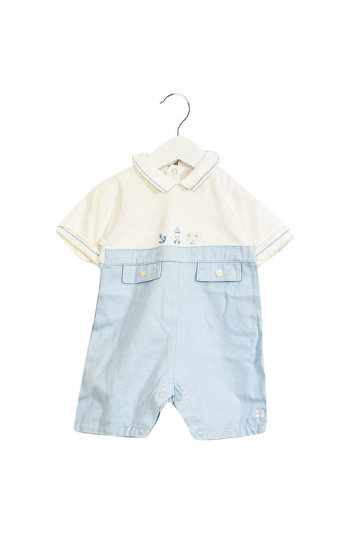 A Blue Short Sleeve Rompers from Emile et Rose in size 3-6M for boy. (Front View)